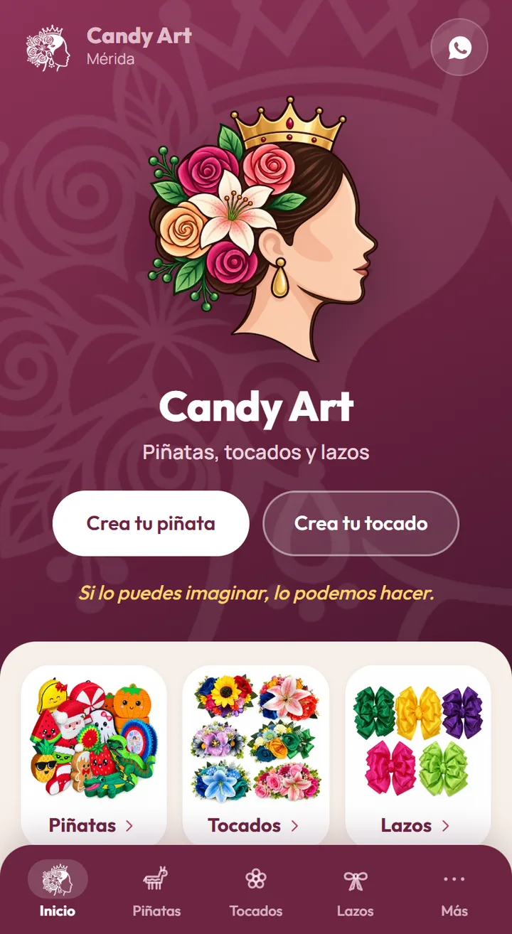 Sitio de Candy Art Mérida en celular
