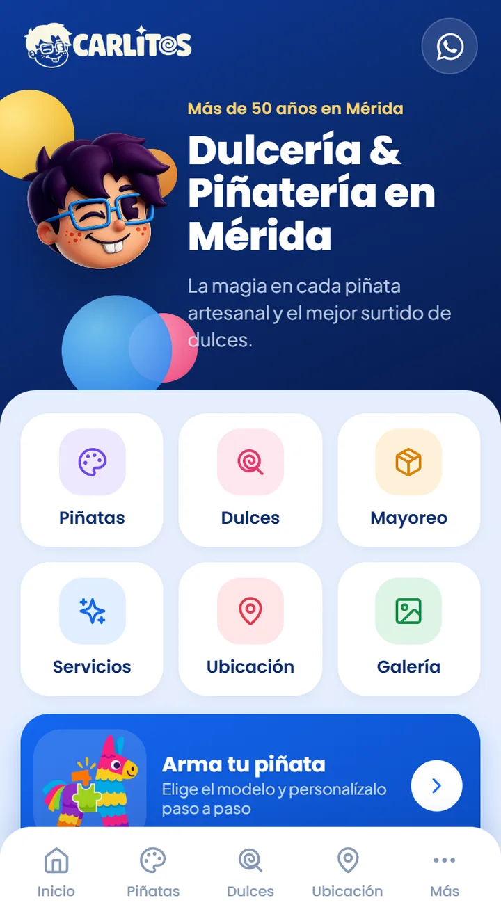 Sitio de Dulcería Carlitos en celular