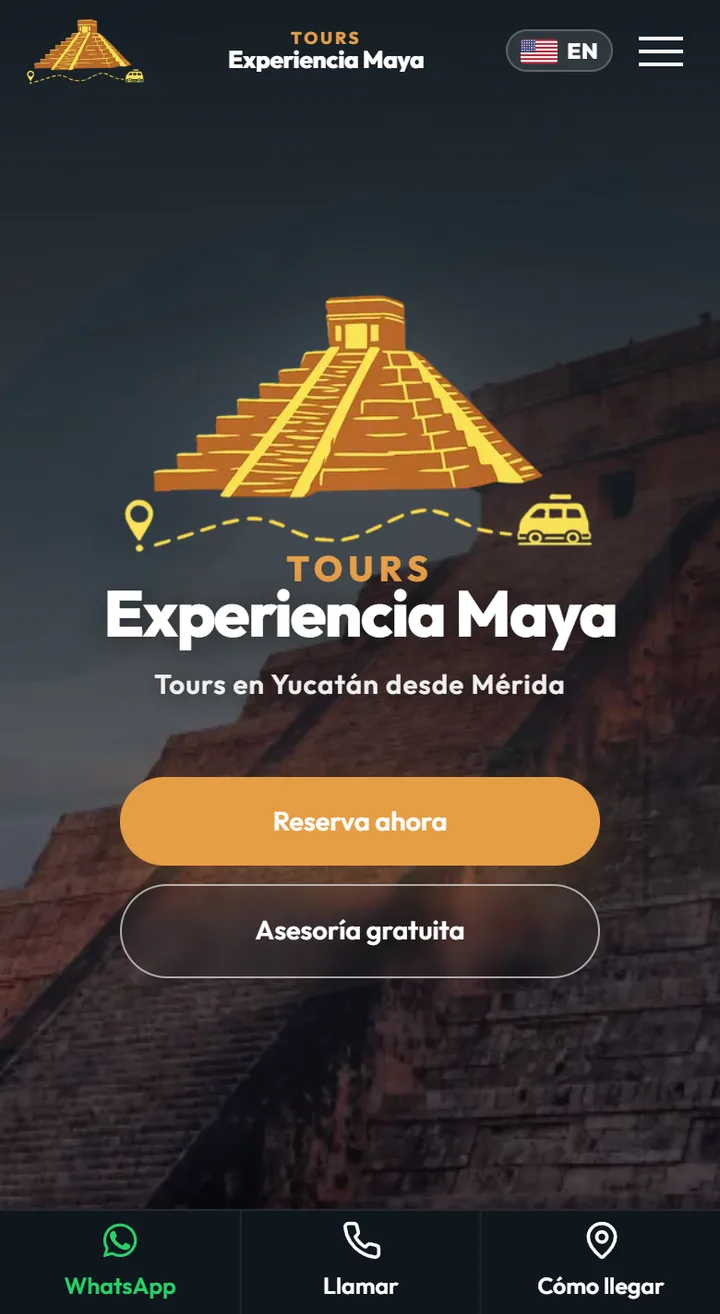 Sitio de Experiencia Maya Tours en celular